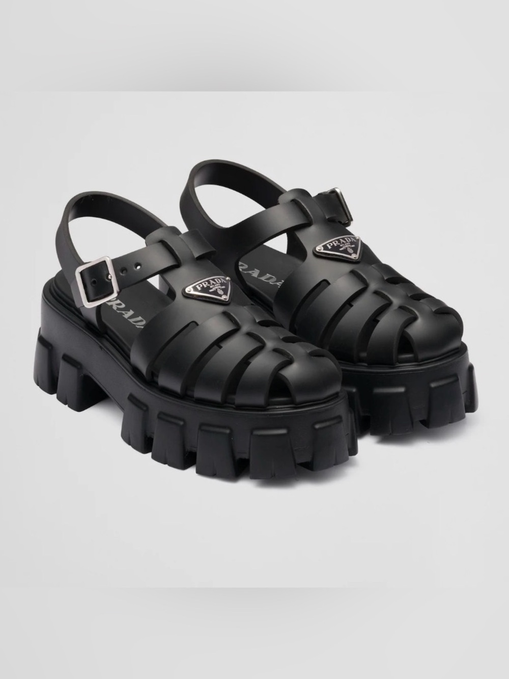 Prada Black Monolith Platform Sandals